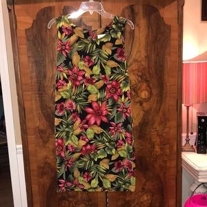 Vintage 90’s Tropical Hawaiian Flower Sheath Dress